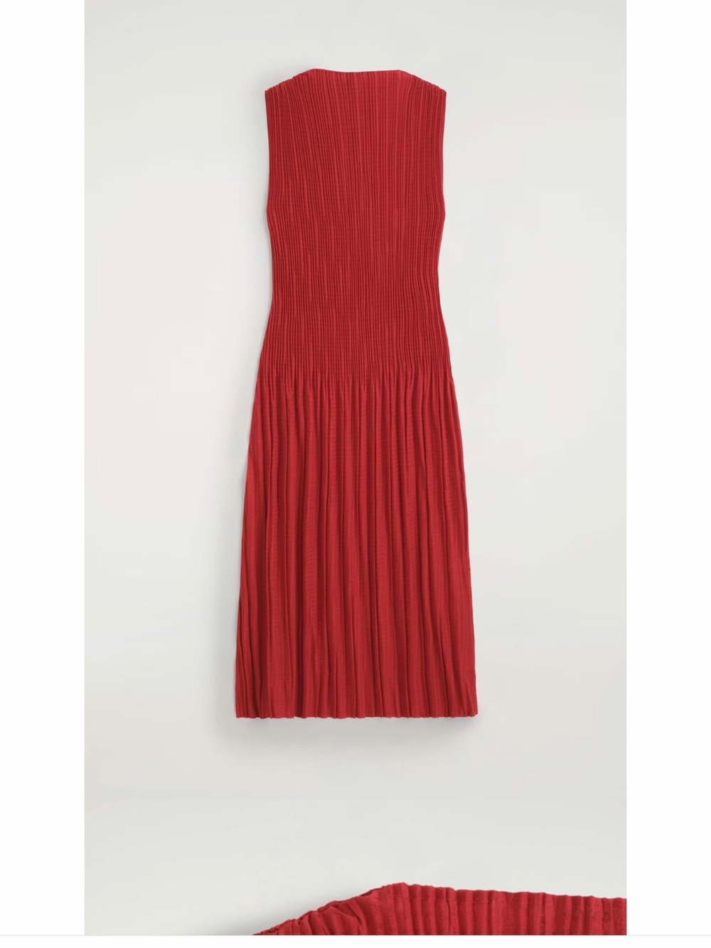 COS Ribbed Sleeveless Pleated Midi Dress - Red